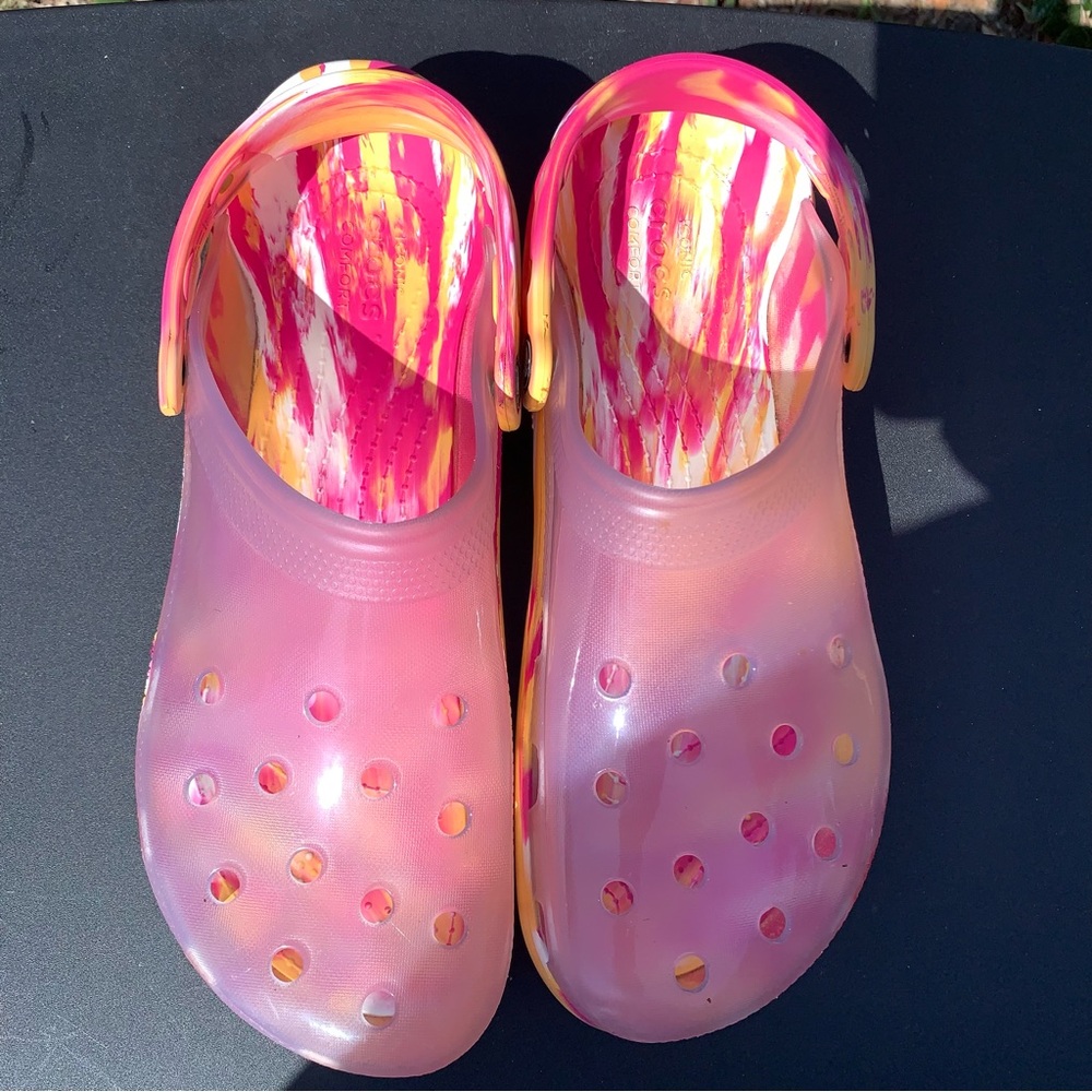 Crocs Classic Translucent Marbled Clog Orange/Pin… - image 4